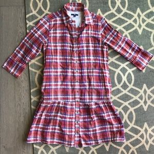 Gap Drop Waist Plaid Button Down Dress size M